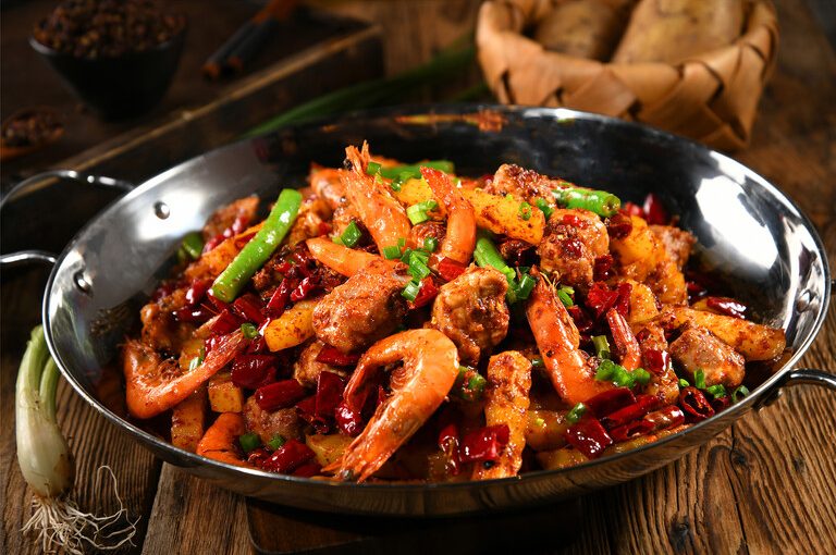 干锅排骨虾 干锅排骨虾